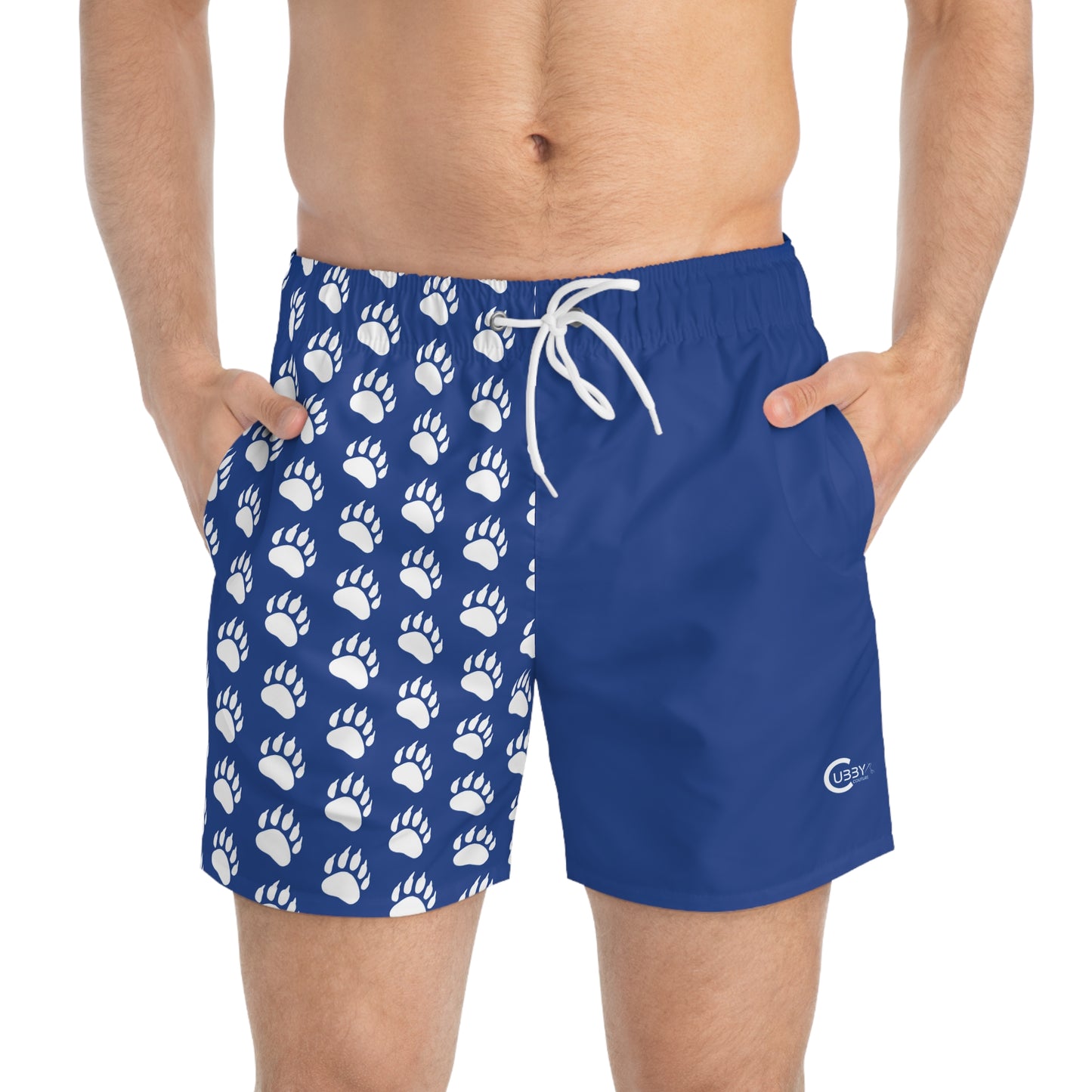 Paw Print Swim Trunks- Blue