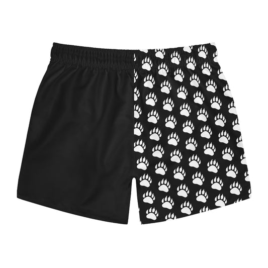 Paw Print Swim Trunks- Black