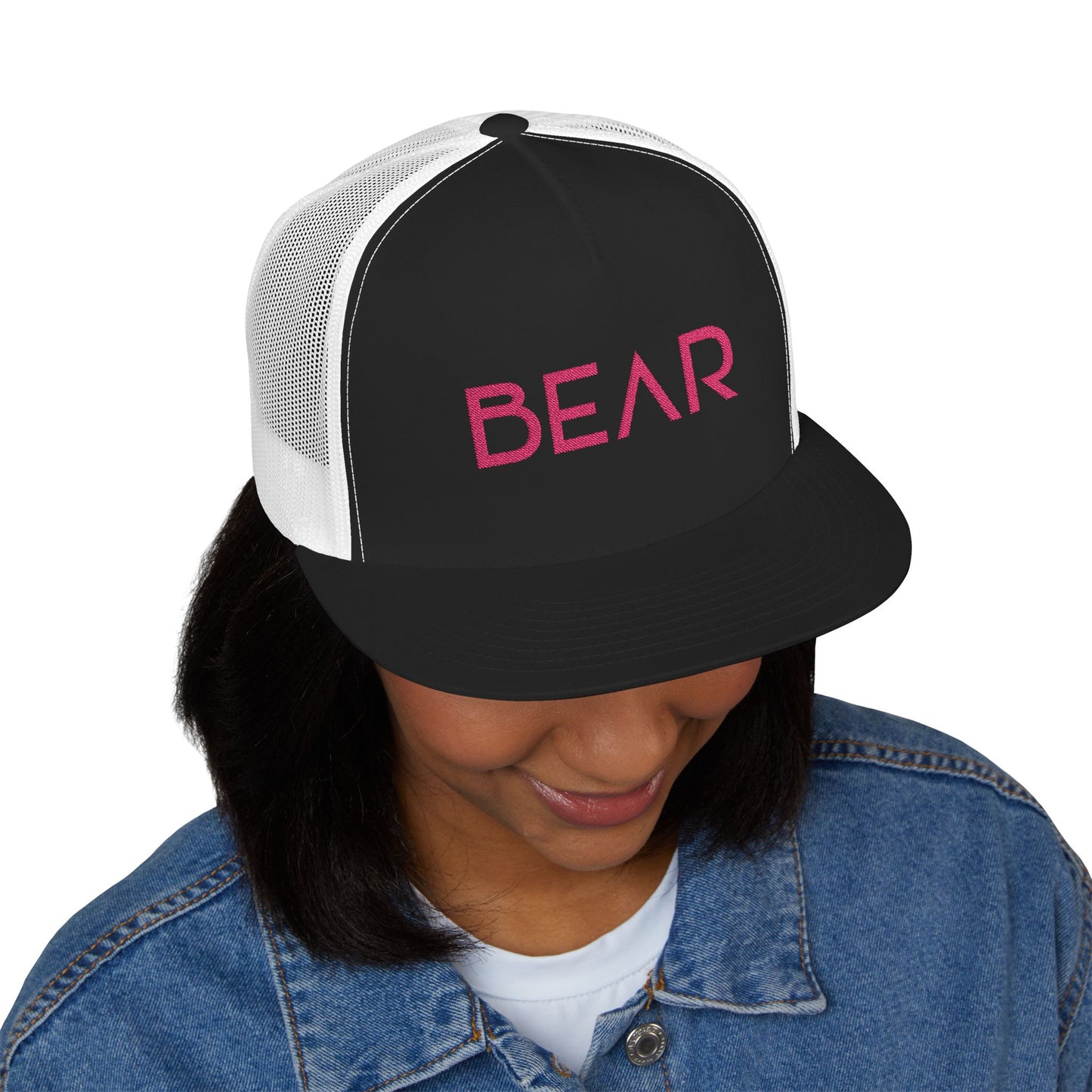 Pink Bear 5 Panel Trucker Cap