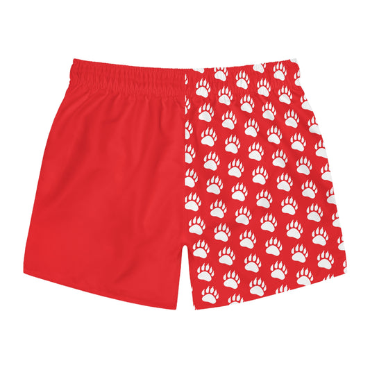 Paw Print Swim Trunks- Red