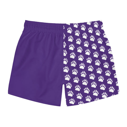 Paw Print Swim Trunks- Purple