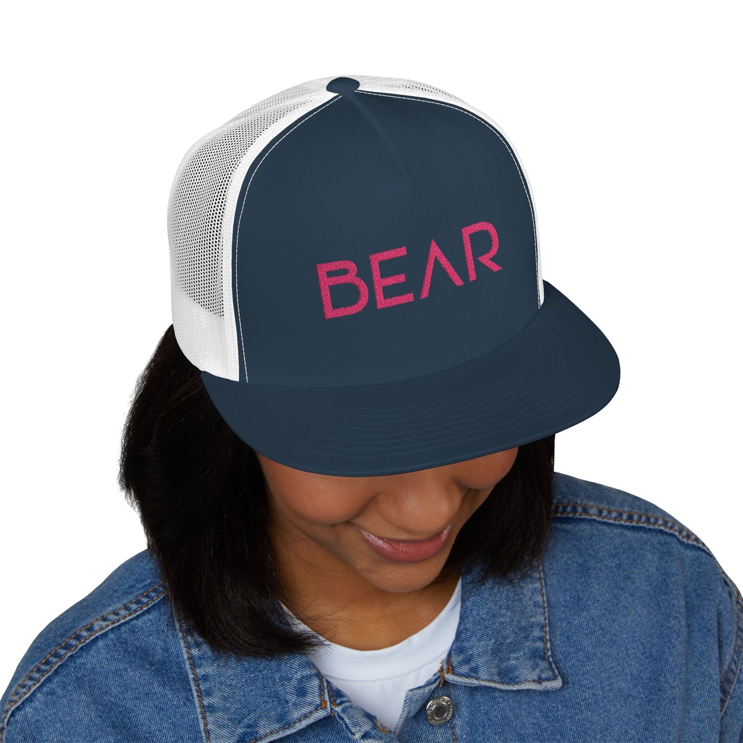 Pink Bear 5 Panel Trucker Cap
