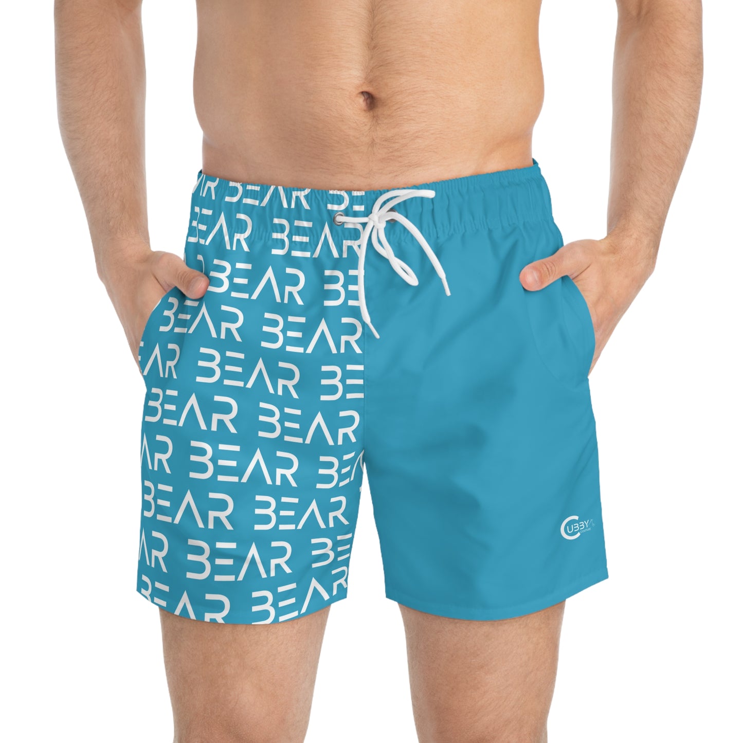 Modern Bear Swim Trunks- Turquoise