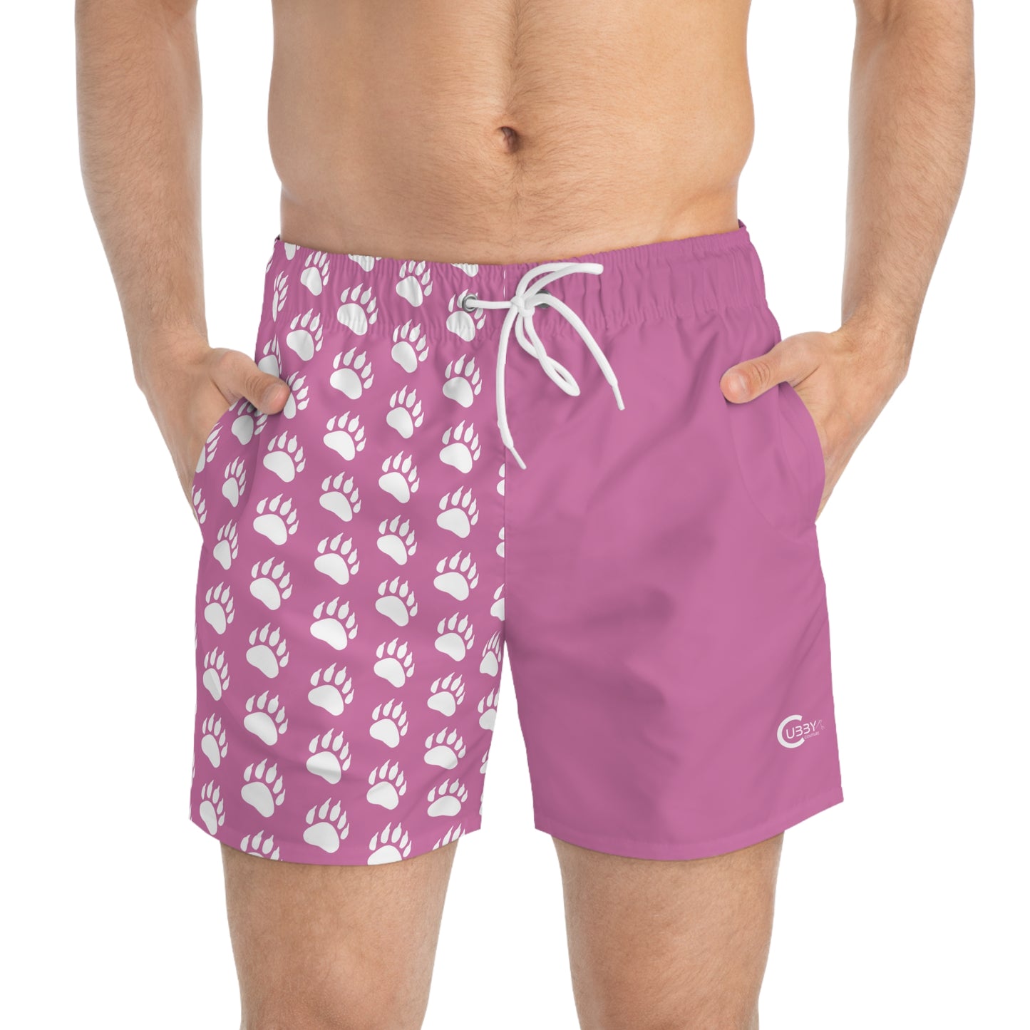 Paw Print Swim Trunks- Pink