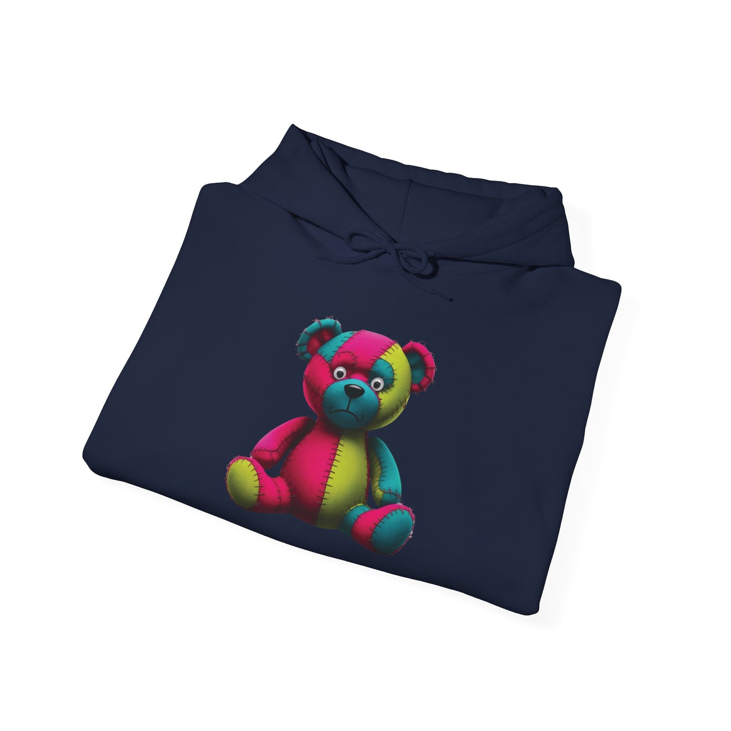 Patchwork Bear Hoodie- Cozy & Stylish Sweatshirt