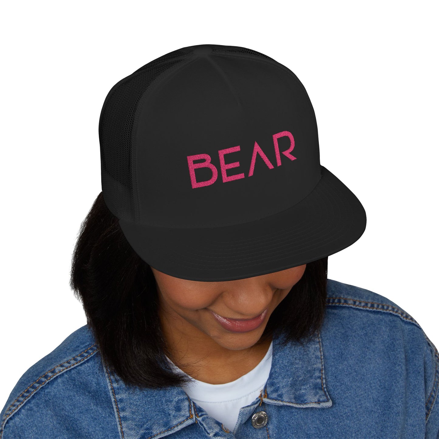 Pink Bear 5 Panel Trucker Cap