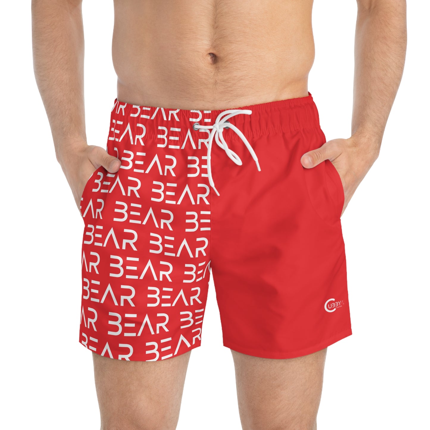 Modern Bear Swim Trunks- Red