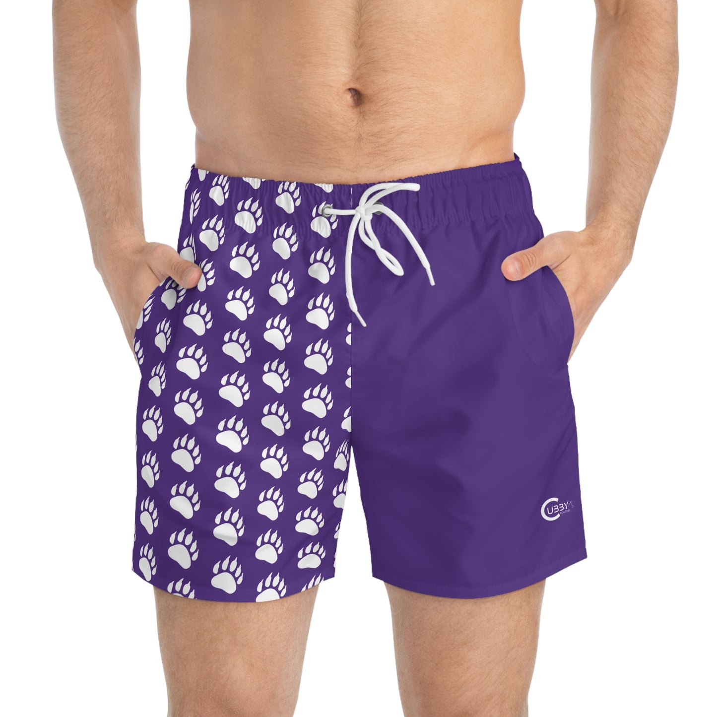 Paw Print Swim Trunks- Purple