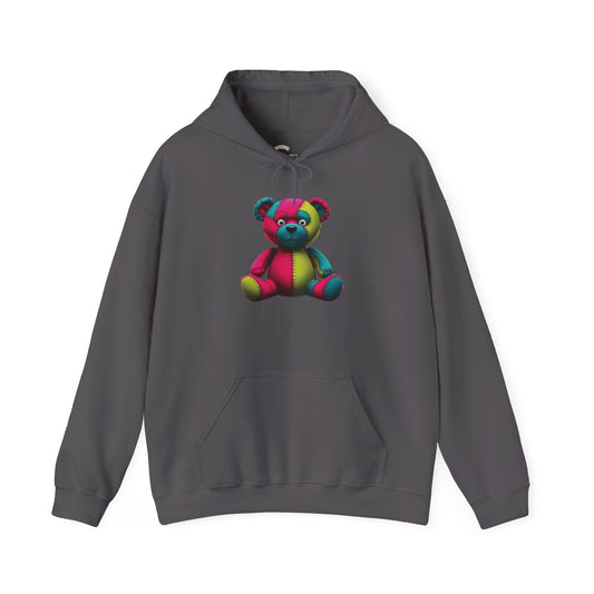 Patchwork Bear Hoodie- Cozy & Stylish Sweatshirt