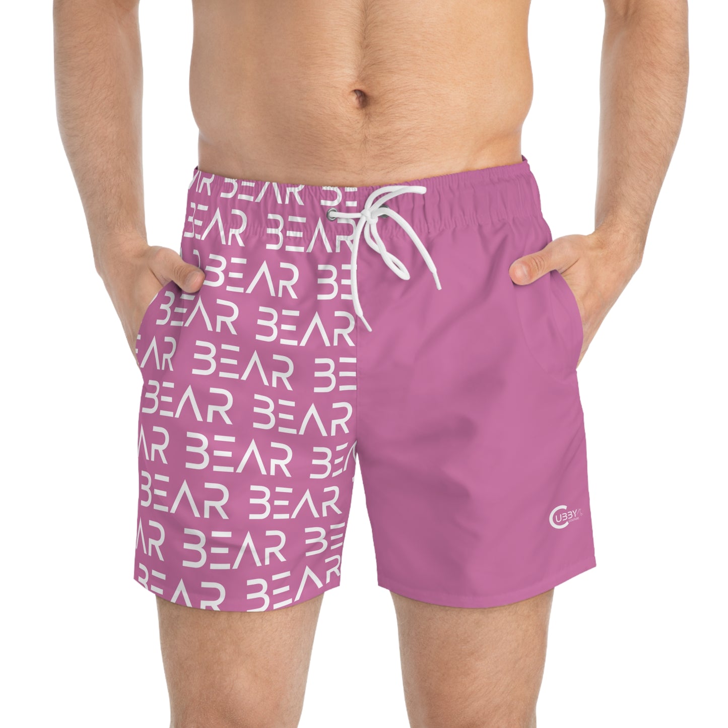 Modern Bear Swim Trunks- Pink