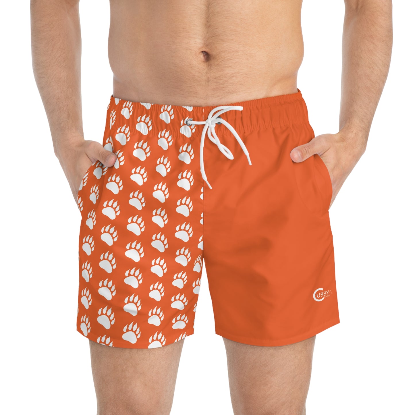Paw Print Swim Trunks- Orange