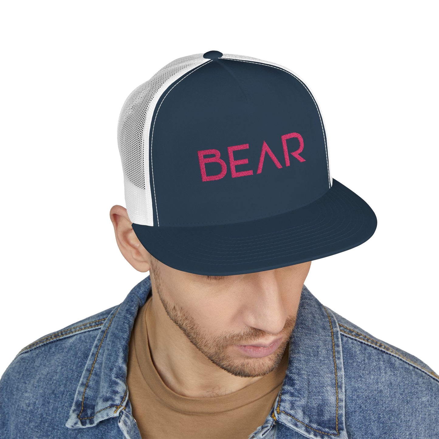 Pink Bear 5 Panel Trucker Cap