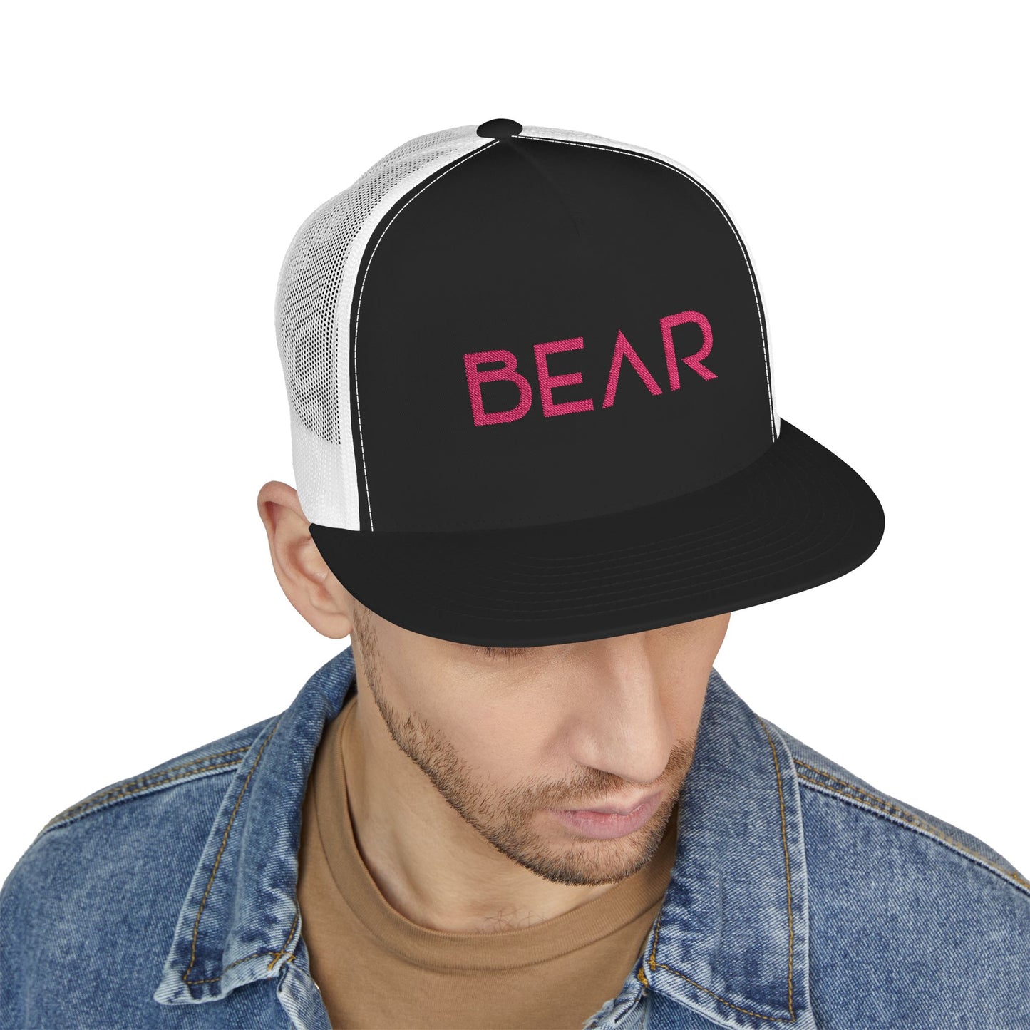 Pink Bear 5 Panel Trucker Cap
