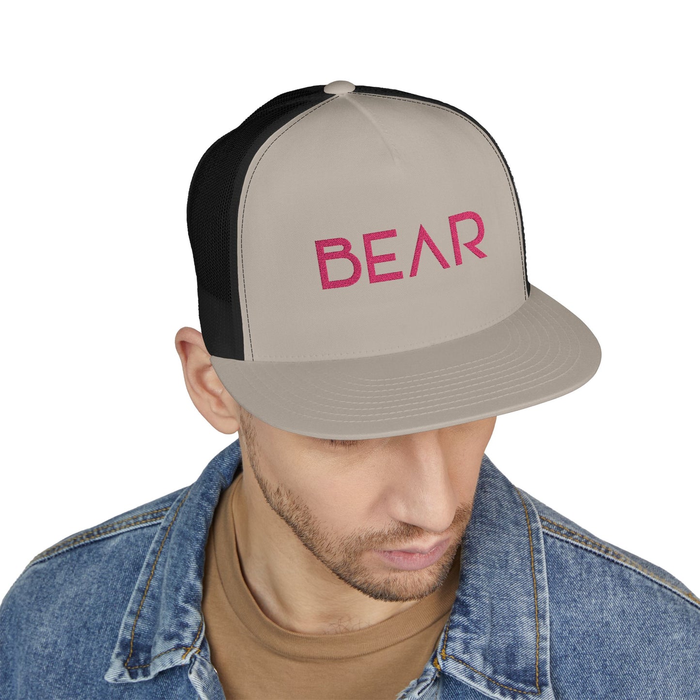 Pink Bear 5 Panel Trucker Cap