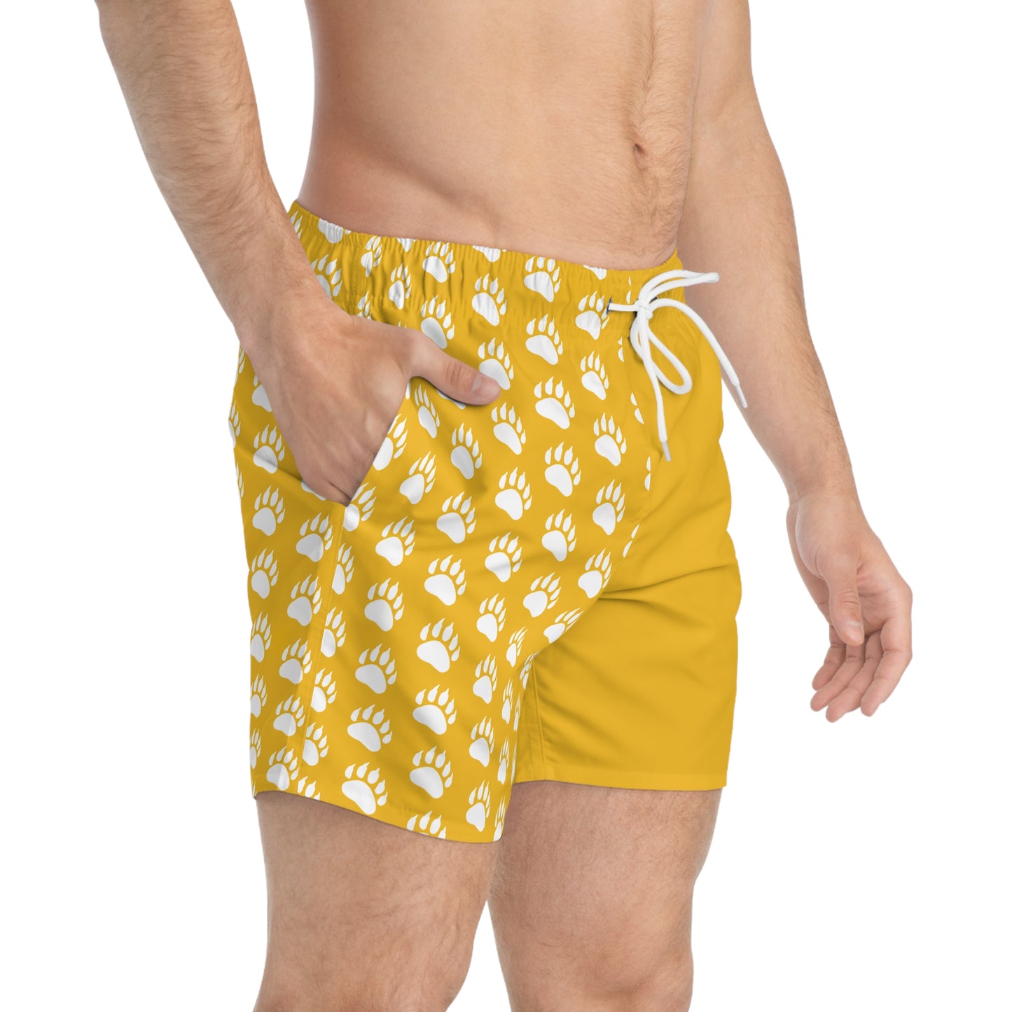 Paw Print Swim Trunks- Yellow