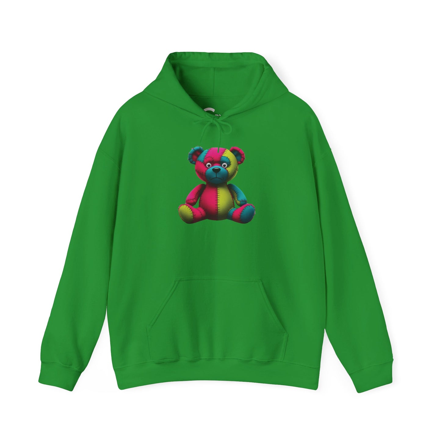 Patchwork Bear Hoodie- Cozy & Stylish Sweatshirt