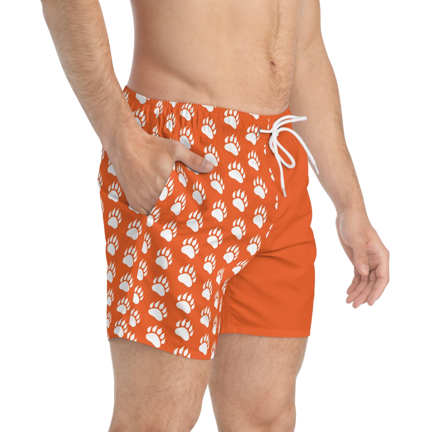 Paw Print Swim Trunks- Orange