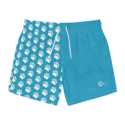 Paw Print Swim Trunks- Turquoise