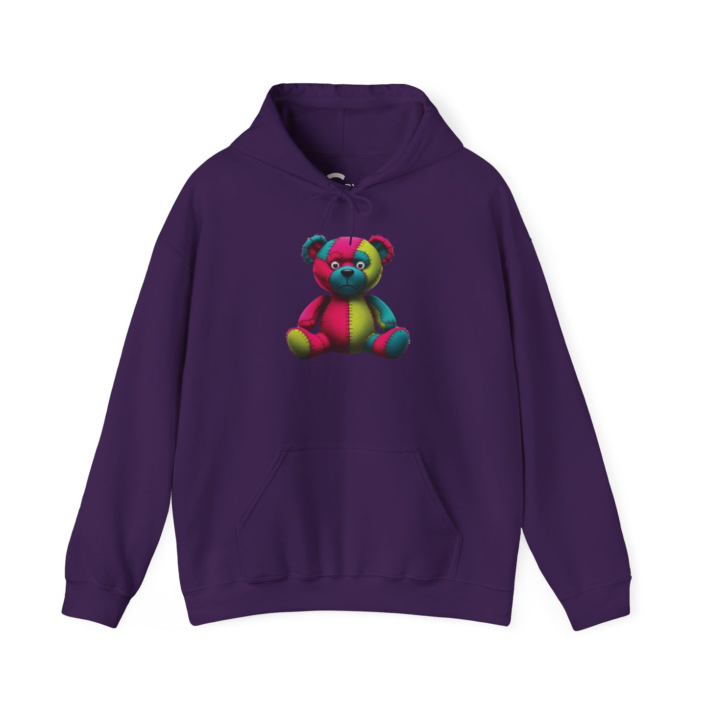 Patchwork Bear Hoodie- Cozy & Stylish Sweatshirt