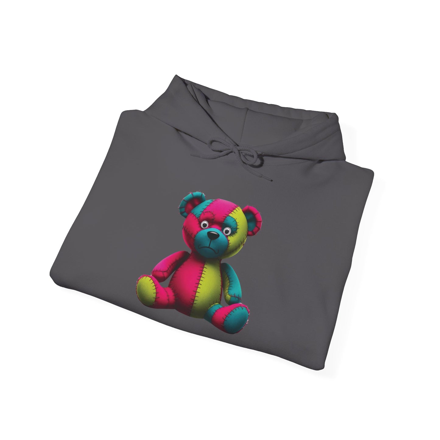 Patchwork Bear Hoodie- Cozy & Stylish Sweatshirt