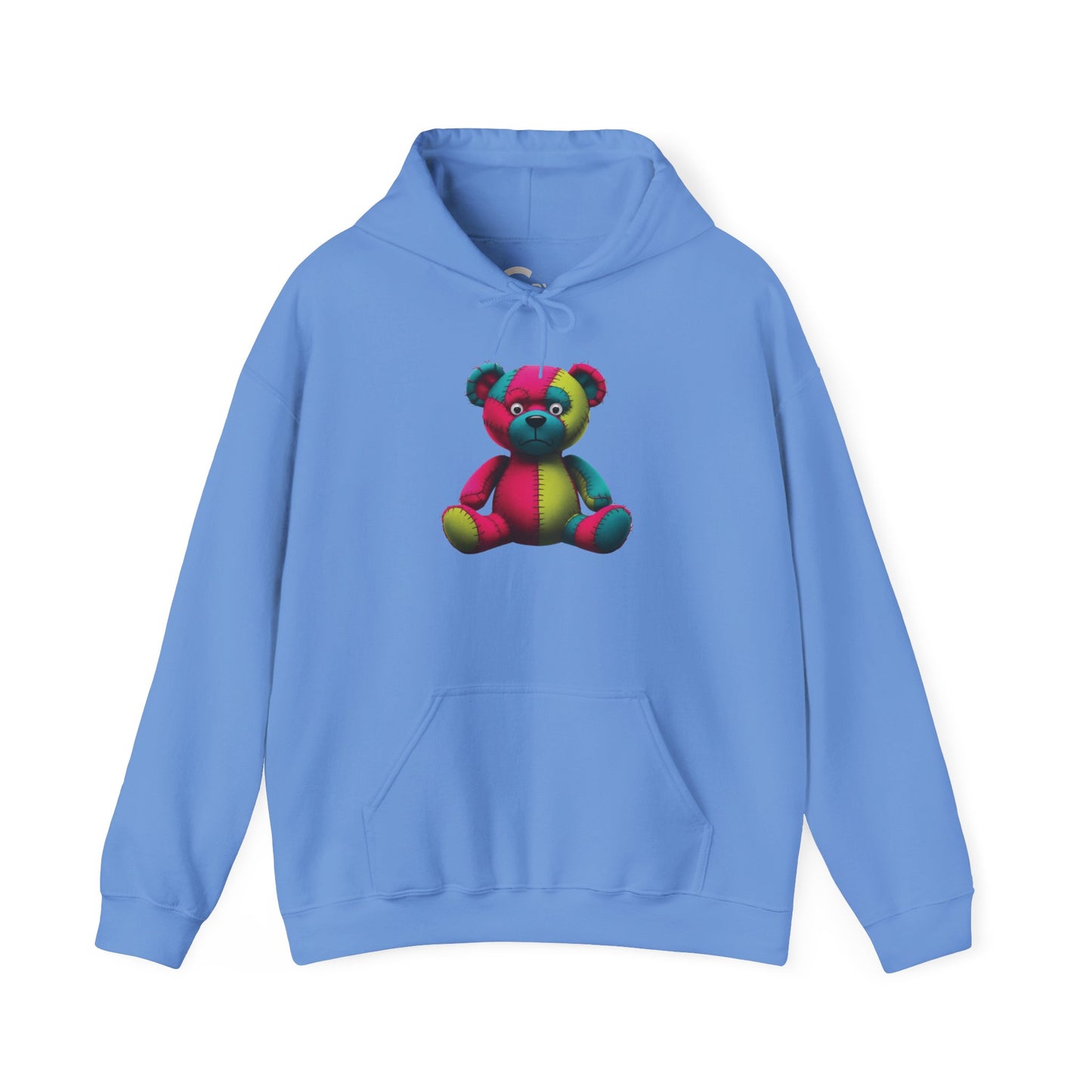Patchwork Bear Hoodie- Cozy & Stylish Sweatshirt