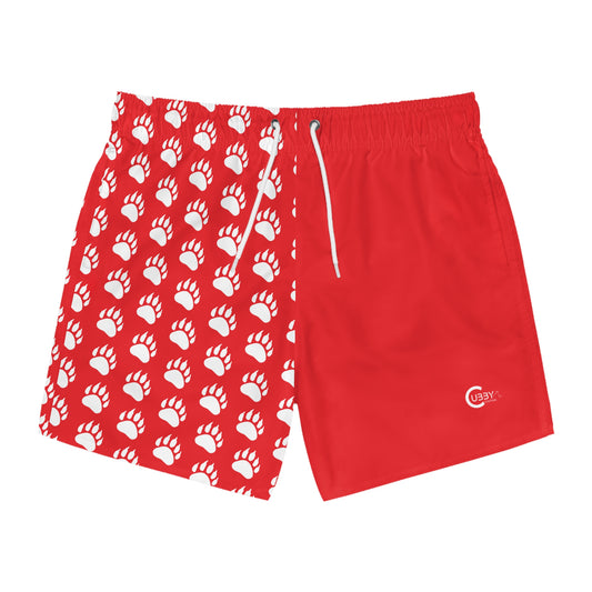 Paw Print Swim Trunks- Red