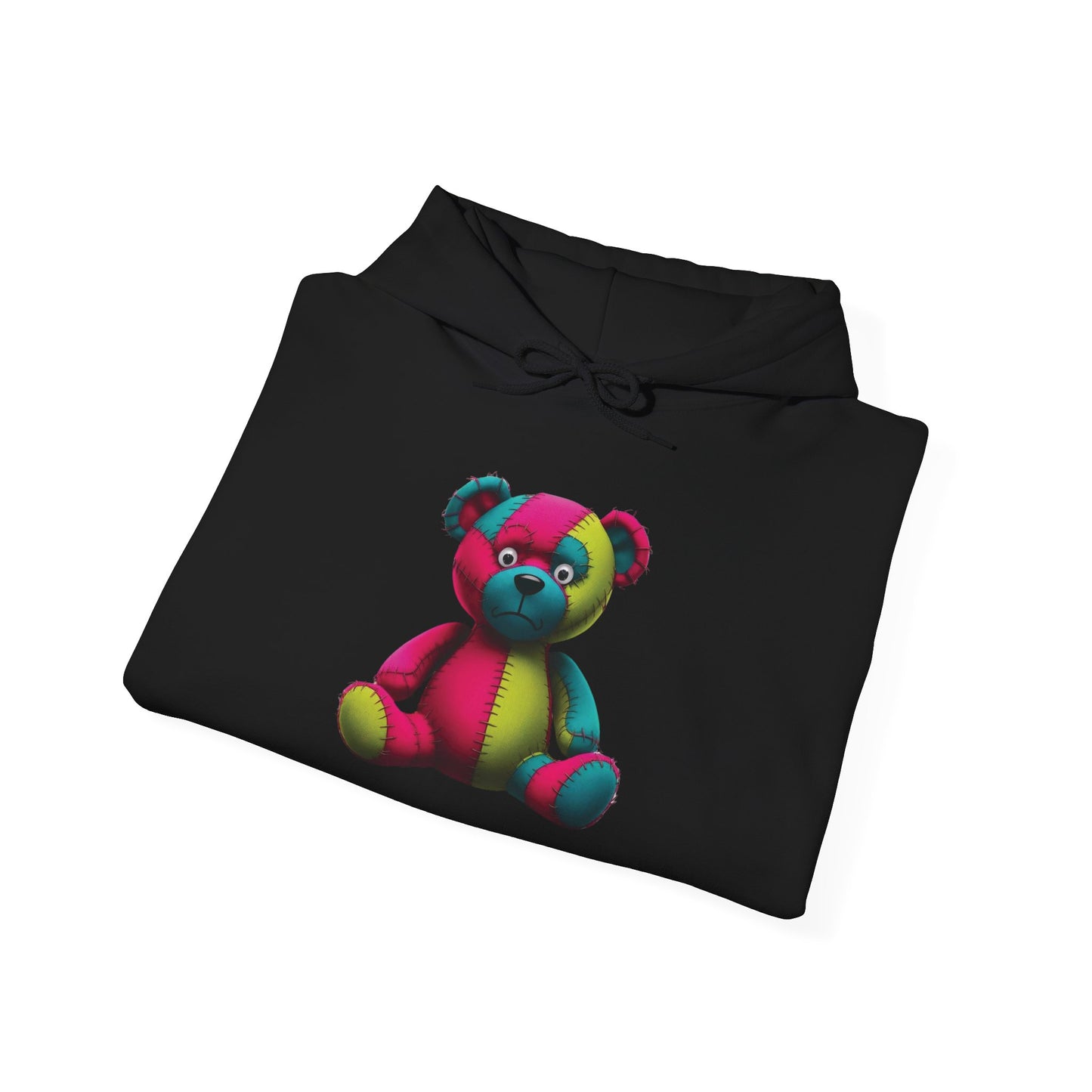 Patchwork Bear Hoodie- Cozy & Stylish Sweatshirt