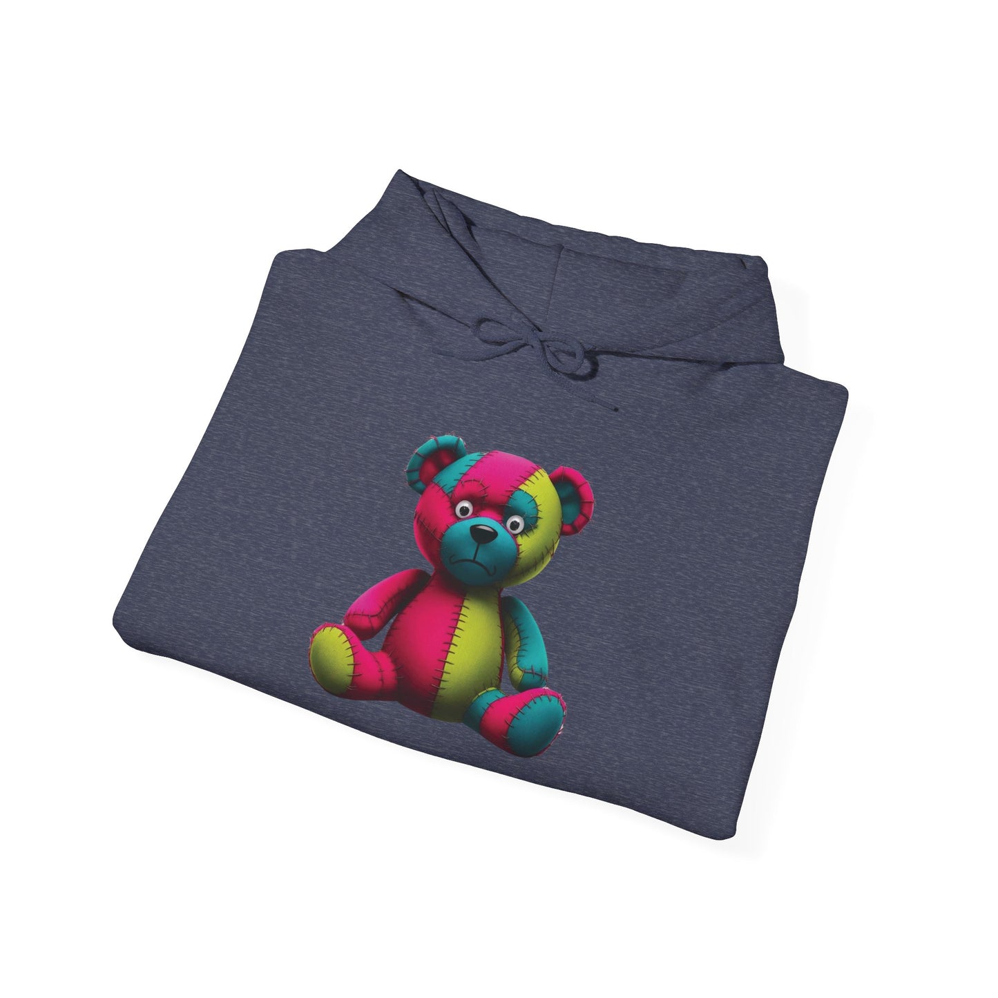 Patchwork Bear Hoodie- Cozy & Stylish Sweatshirt