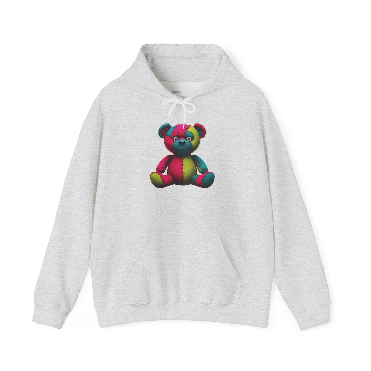 Patchwork Bear Hoodie- Cozy & Stylish Sweatshirt