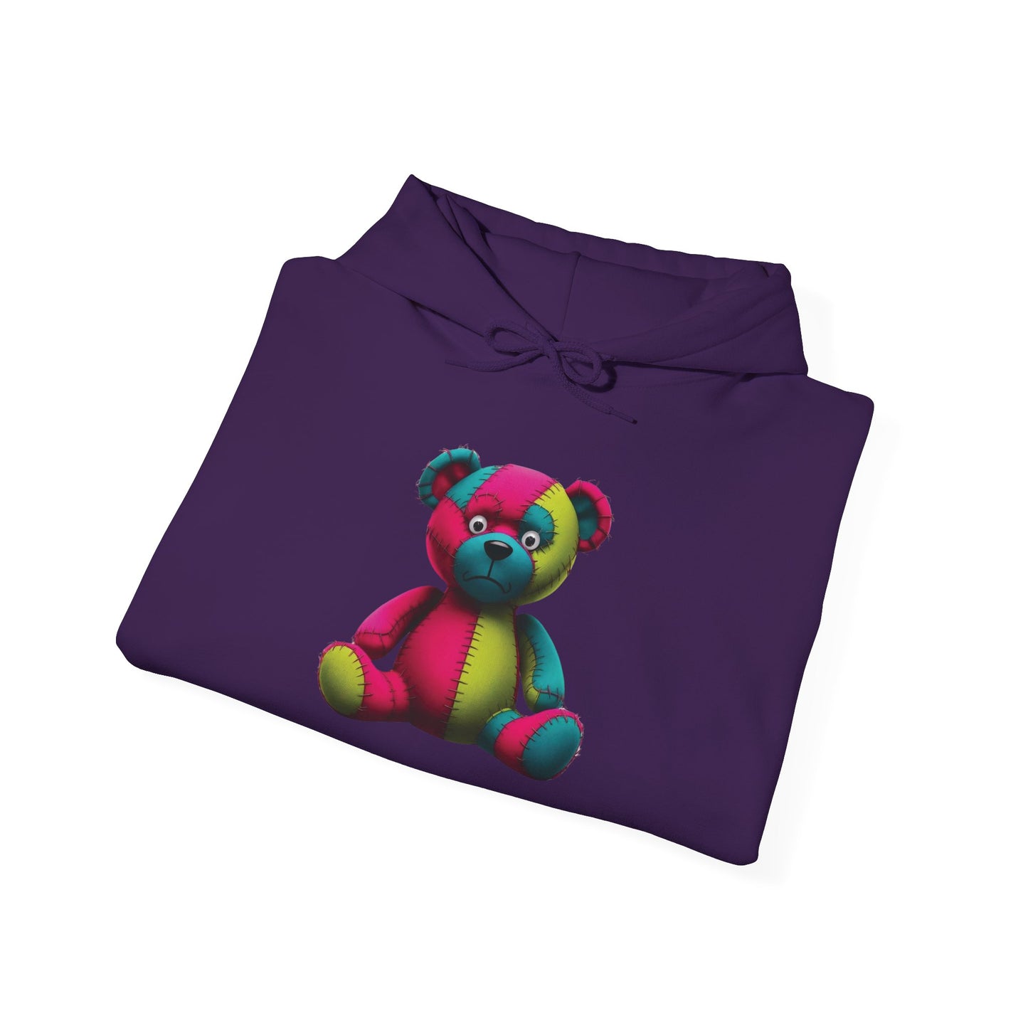 Patchwork Bear Hoodie- Cozy & Stylish Sweatshirt