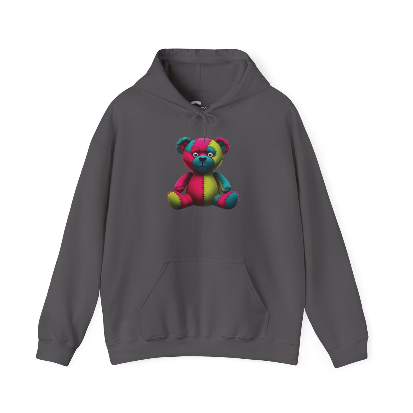 Patchwork Bear Hoodie- Cozy & Stylish Sweatshirt