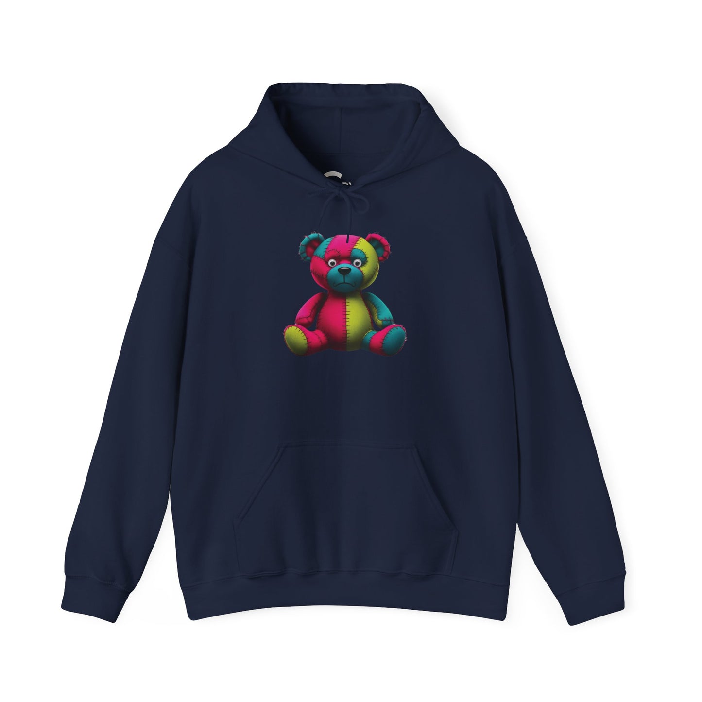 Patchwork Bear Hoodie- Cozy & Stylish Sweatshirt