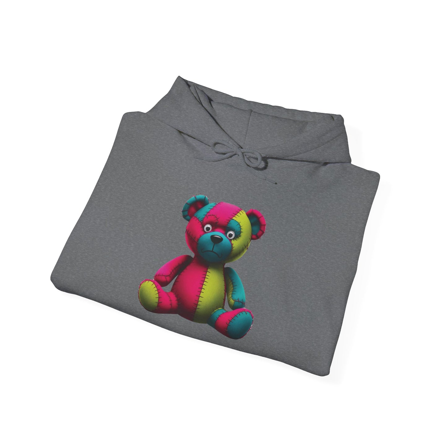 Patchwork Bear Hoodie- Cozy & Stylish Sweatshirt