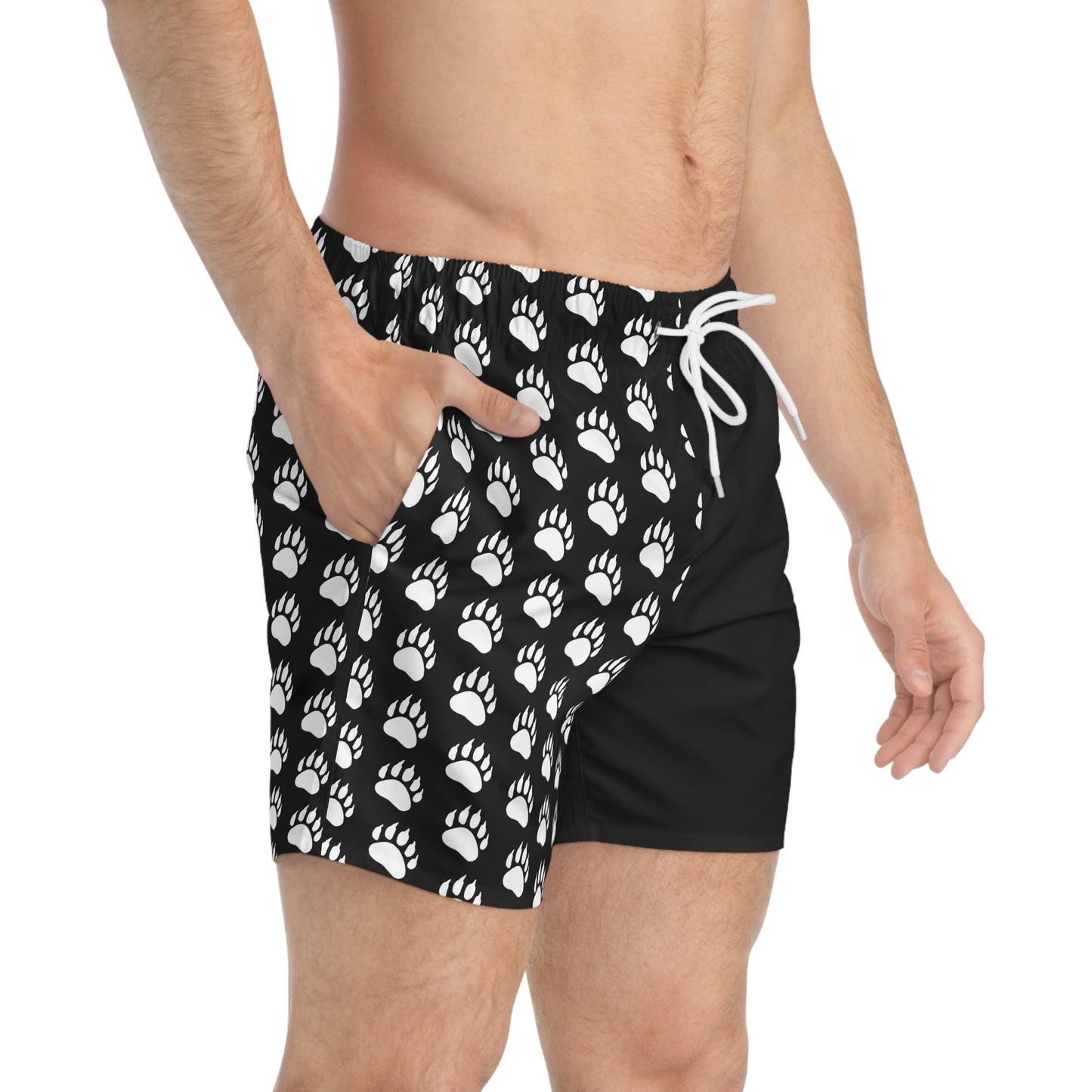 Paw Print Swim Trunks- Black